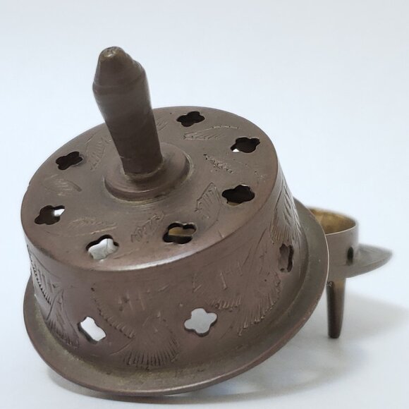 Vintage Brass Sarna India Etched Censure Incense Burner Bell 2 pc. - Picture 5 of 9